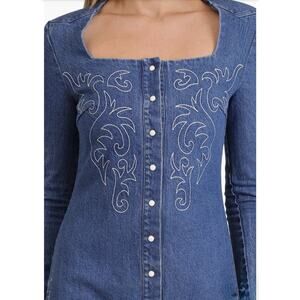 Avec Les Filles Blue Denim Midi Dress